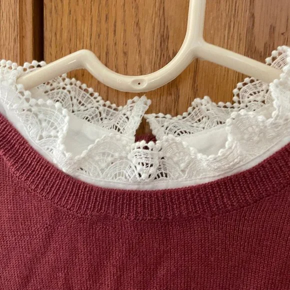 Sezane Pink Sweater with Removable White Lace - Picture 3 of 6